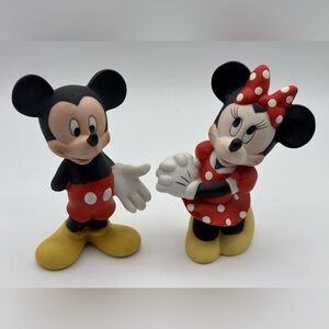 Vintage Enesco Disney Mickey & Co. Mickey & Minnie Mouse Ceramic Figurines